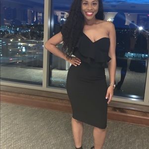 Karlie, one shoulder black dress